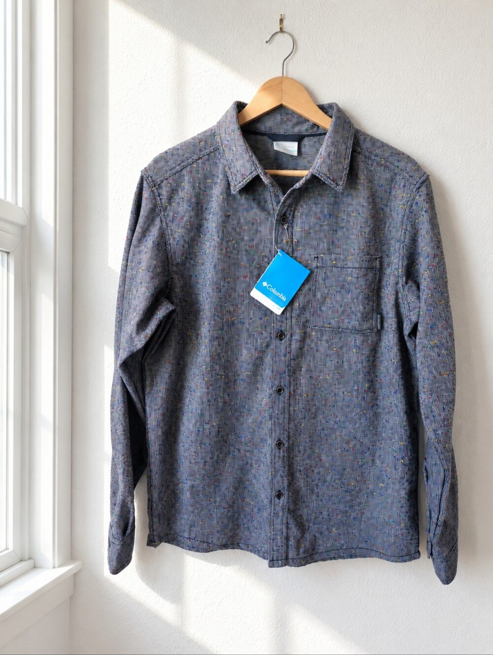 Columbia Glenallen EXS Shirt Jacket Blue Gray Speckled Wool Blend NWT Men's M
